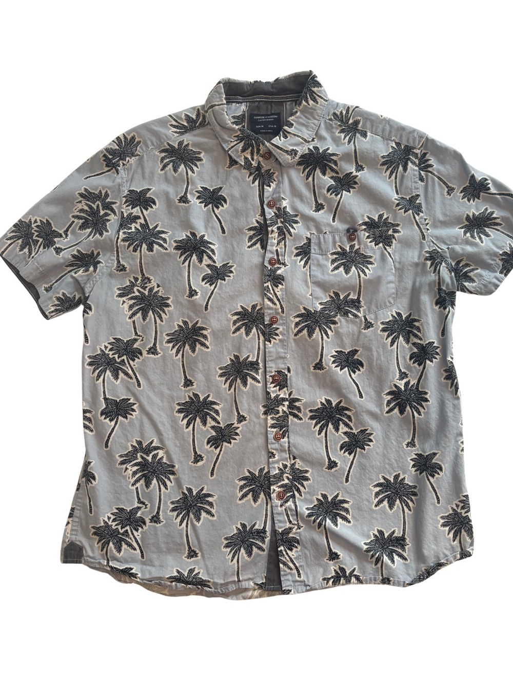Sunrise Kingdom Palm Tree Mens Collared Button Down Shirt